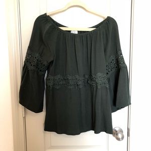 Army green off the shoulder top